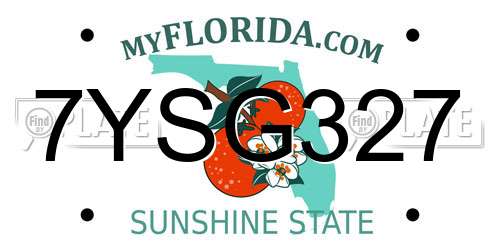 7YSG327 Florida License Plate