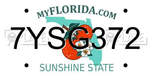 7YSG372 Florida License Plate