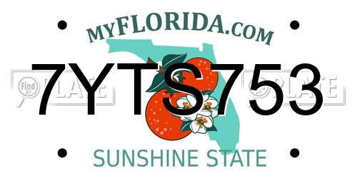 7YTS753 Florida License Plate