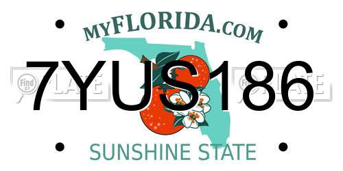 7YUS186 Florida License Plate