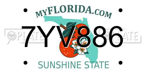 7YV886 Florida License Plate