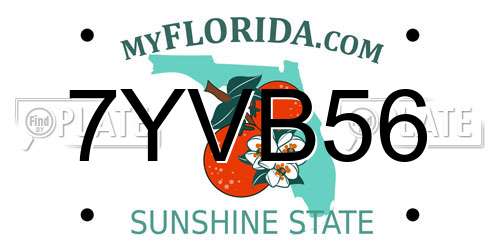 7YVB56 Florida License Plate