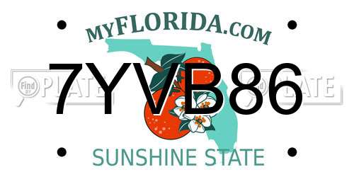7YVB86 Florida License Plate