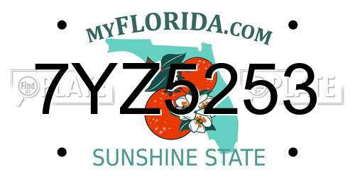 7YZ5253 Florida License Plate