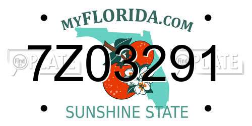 7Z03291 Florida License Plate