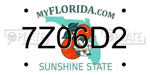 7Z06D2 Florida License Plate