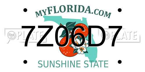 7Z06D7 Florida License Plate