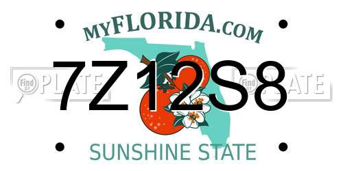 7Z12S8 Florida License Plate