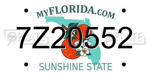 7Z20552 Florida License Plate