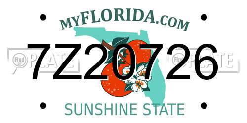 7Z20726 Florida License Plate