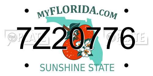 7Z20776 Florida License Plate
