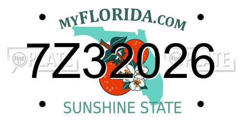 7Z32026 Florida License Plate