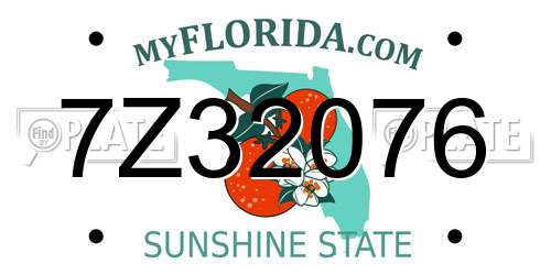 7Z32076 Florida License Plate