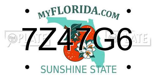 7Z47G6 Florida License Plate