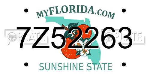 7Z52263 Florida License Plate
