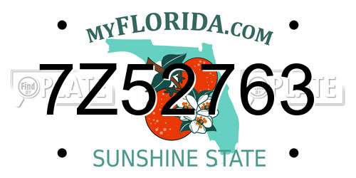 7Z52763 Florida License Plate