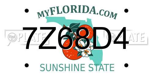 7Z68D4 Florida License Plate