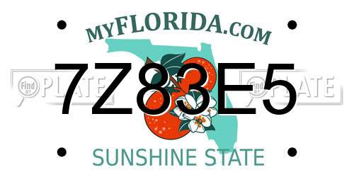 7Z83E5 Florida License Plate