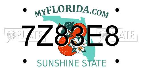 7Z83E8 Florida License Plate
