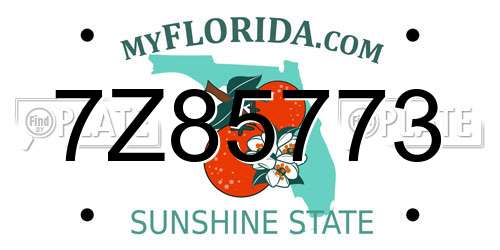 7Z85773 Florida License Plate