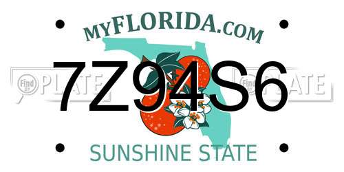 7Z94S6 Florida License Plate