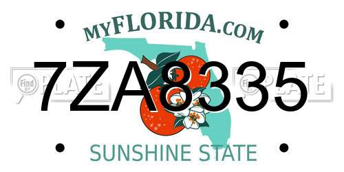 7ZA8335 Florida License Plate