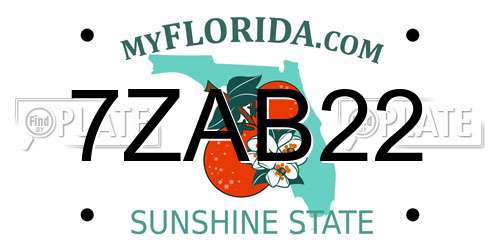 7ZAB22 Florida License Plate
