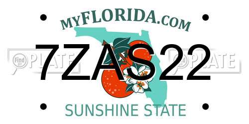 7ZAS22 Florida License Plate