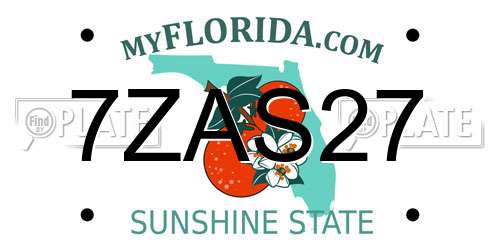 7ZAS27 Florida License Plate