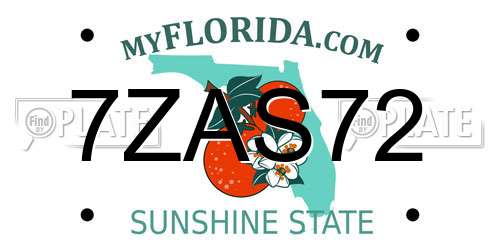 7ZAS72 Florida License Plate