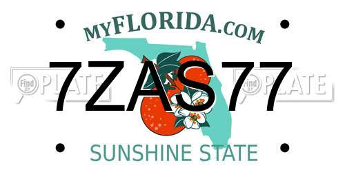 7ZAS77 Florida License Plate