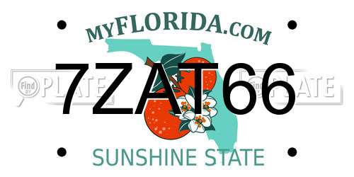 7ZAT66 Florida License Plate