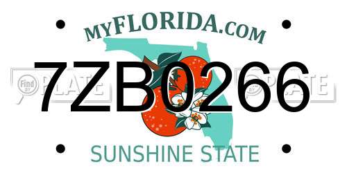 7ZB0266 Florida License Plate