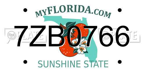 7ZB0766 Florida License Plate