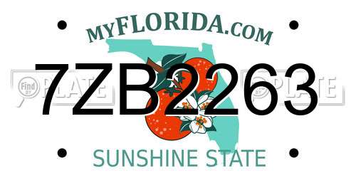 7ZB2263 Florida License Plate