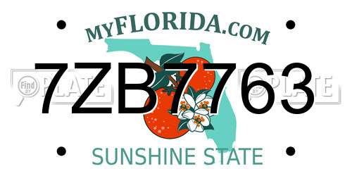7ZB7763 Florida License Plate