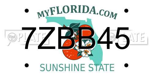 7ZBB45 Florida License Plate