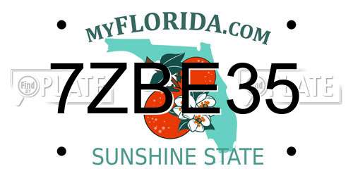 7ZBE35 Florida License Plate