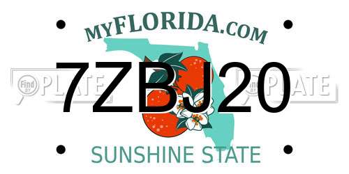 7ZBJ20 Florida License Plate