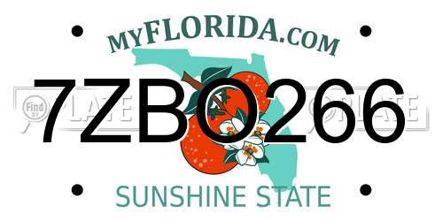 7ZBO266 Florida License Plate