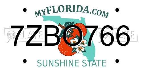 7ZBO766 Florida License Plate