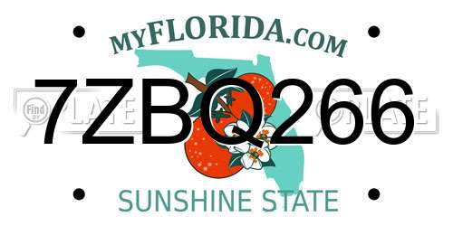 7ZBQ266 Florida License Plate
