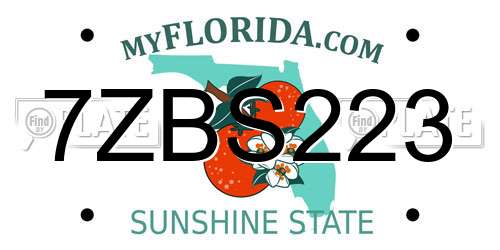 7ZBS223 Florida License Plate