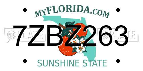 7ZBZ263 Florida License Plate