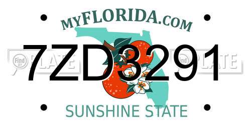 7ZD3291 Florida License Plate