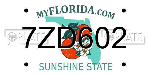7ZD602 Florida License Plate