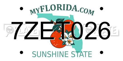 7ZET026 Florida License Plate