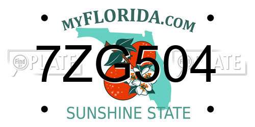 7ZG504 Florida License Plate