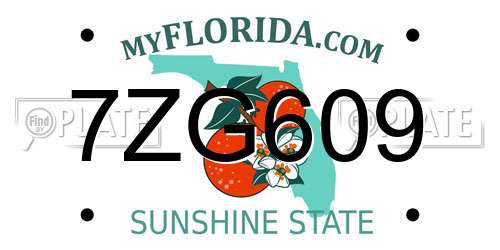 7ZG609 Florida License Plate