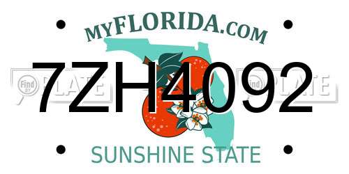 7ZH4092 Florida License Plate